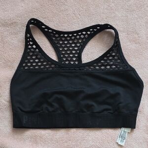 PINK Victoria's Secret Black Mesh Sports Bra